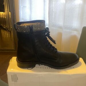 Signature Black Lace Up Boots with Silver Accents